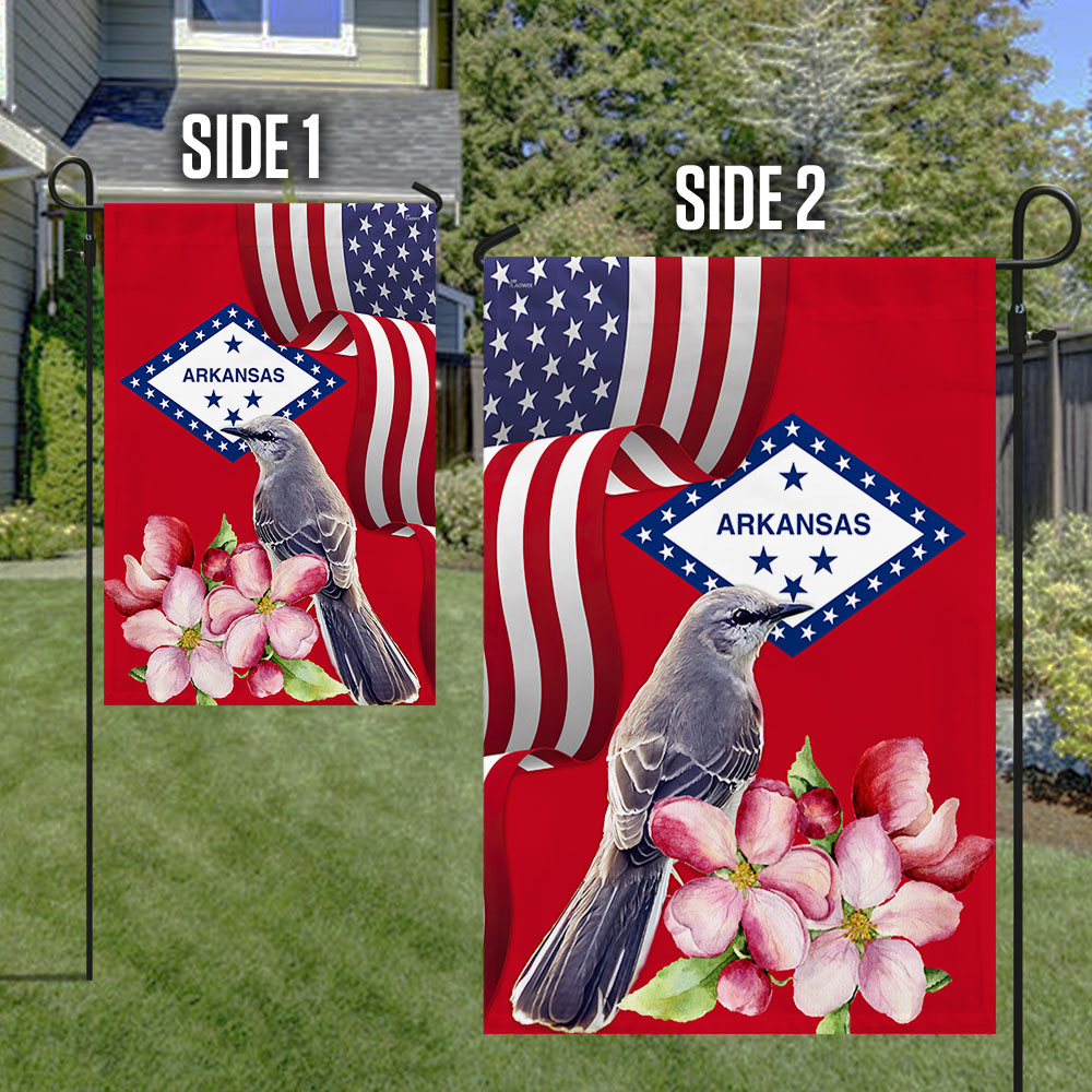 Arkansas State Apple Blossom Flower and Mockingbird Flag MLN1141Fv16