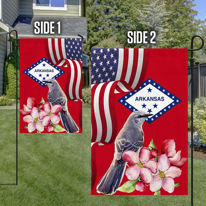 Arkansas State Apple Blossom Flower and Mockingbird Flag MLN1141Fv16