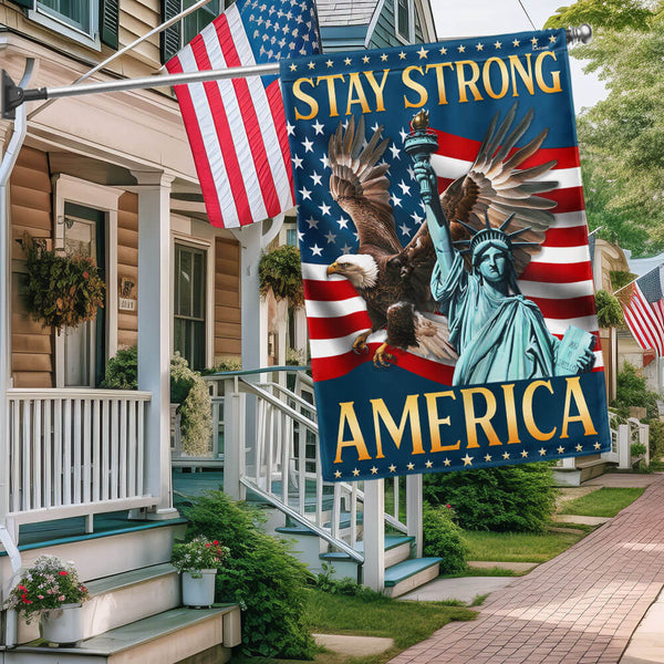 Flagwix American Flag - Independence Day Eagle Statue of Liberty Stay Strong America Flag MLN3225F