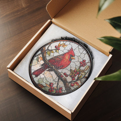 Cardinal Bird Memorial Stained Glass Suncatcher TQN5086BQT