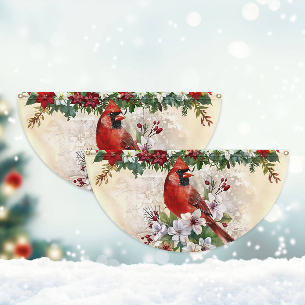 Cardinal Bird Winter Christmas Non-Pleated Fan Flag TQN3959FL