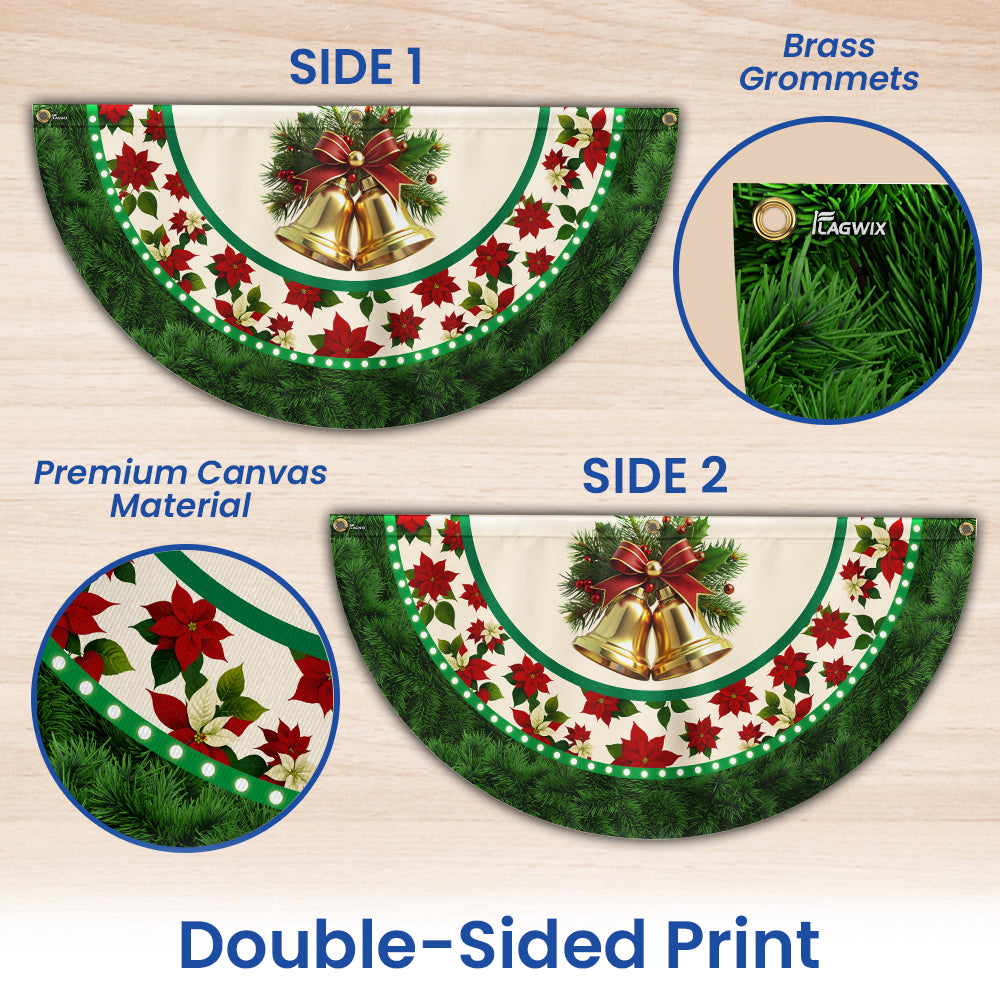 Beautiful Jingle Bells Poinsettia Flowers Christmas Bunting TQN3734FL