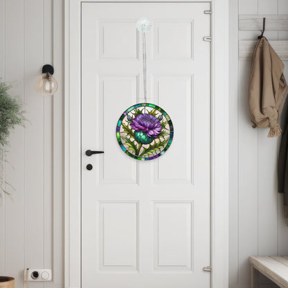 Purple Thistles Flower Suncatcher Acrylic Hanging Sign TQN4663AS