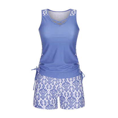 ⏰LAST DAY 60% OFF - Miraclesuit Women's Tummy Control Tankini Set with Built-In Bra – Flattering Boho Swimwear with Shorts🔥