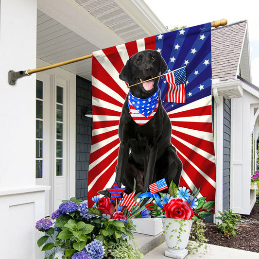 Black Labrador Retriever 4th Of july Independence Day Flag