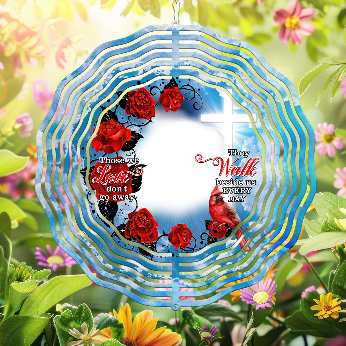 Personalized In Memory Of A Beloved One In Heaven, For Mom, Dad, Grandma, Grandpa Cardinal Wind Spinner TPT2648TNB