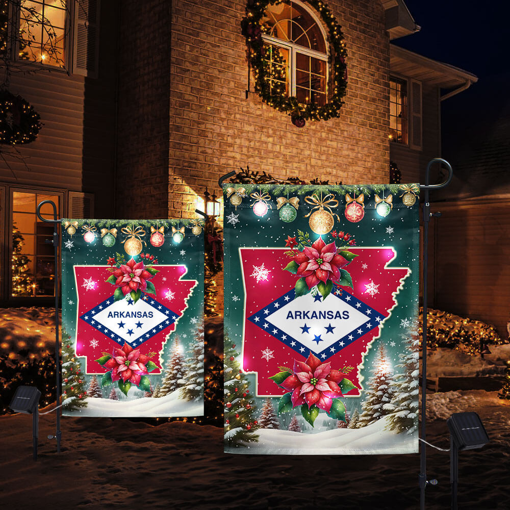 Arkansas Flag Christmas Solar LED Garden Flag TQN4193SF