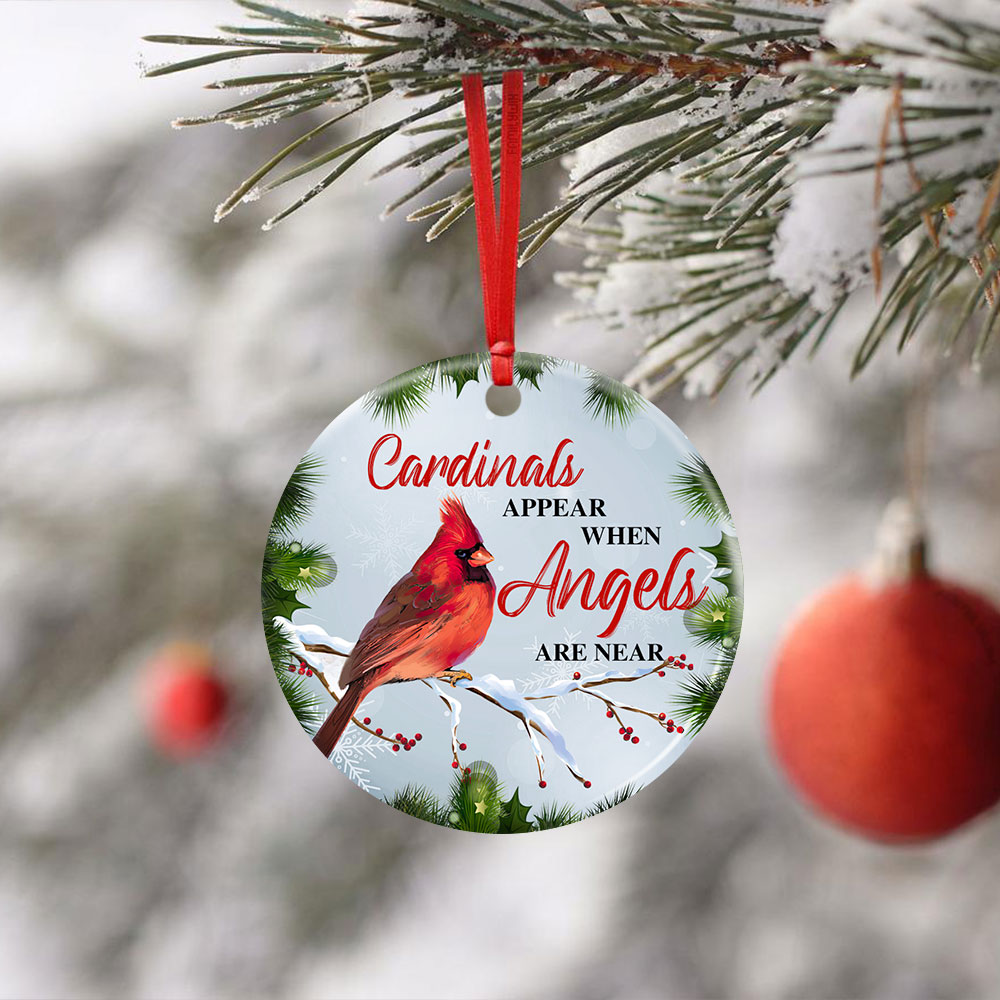 Cardinal Christmas Ornament, Sympathy Christmas Gift, Memorial Ornament, Cardinals Appear When Angels Are Near, Memorial Gifts For The Loss Of A Loved One - Christmas Decorations, Ceramic Ornament LHA1134O