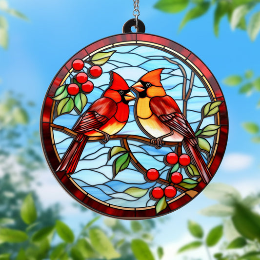 Cardinal Memorial 2 Layered Hanging Suncatcher MLN3848WH