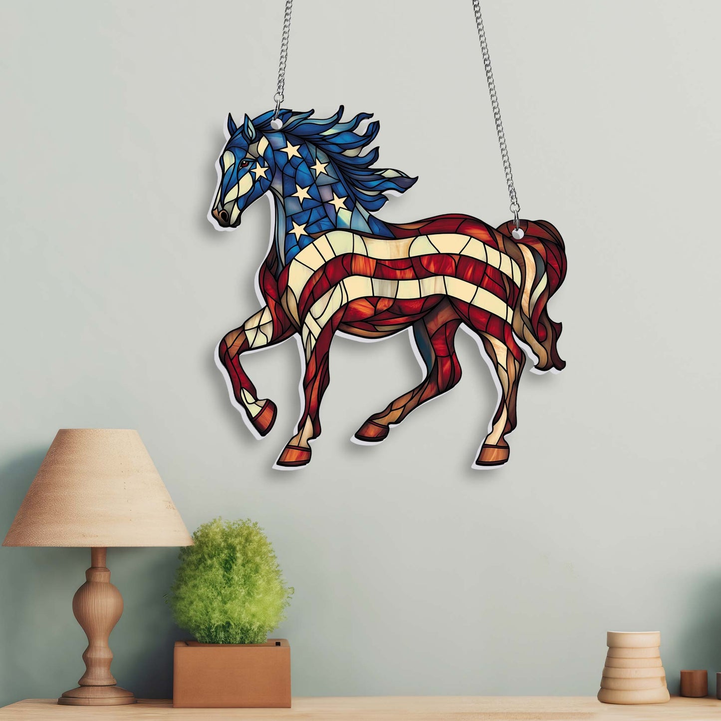 Patriotic Horse 4th Of july Suncatcher Window Hanging TQN5462PMN
