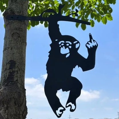Peeping middle finger animal metal sign🏡Yard Art Decor