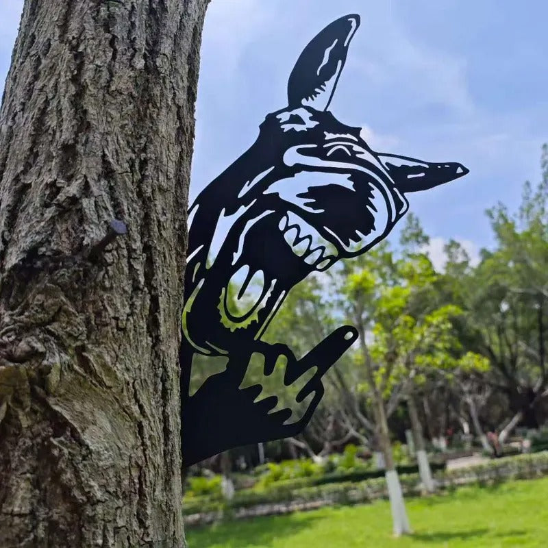 Peeping middle finger animal metal sign🏡Yard Art Decor