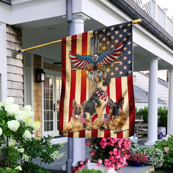 German Shepherd Under God American Flag