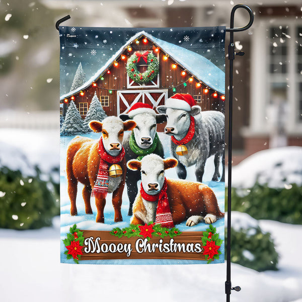 Cow Cattle Farm Christmas Flag MLN4452F