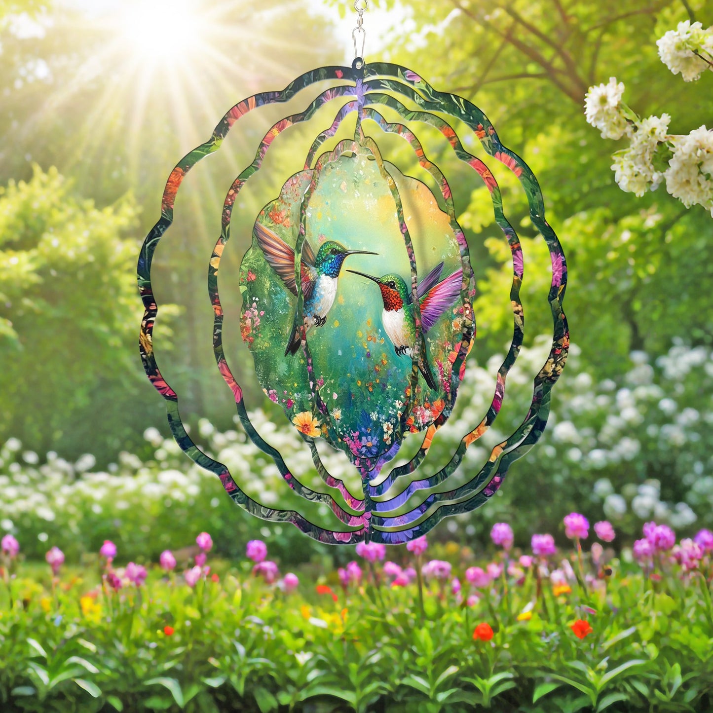 Hummingbird Spring Flower Wind Spinner TQN4625WS