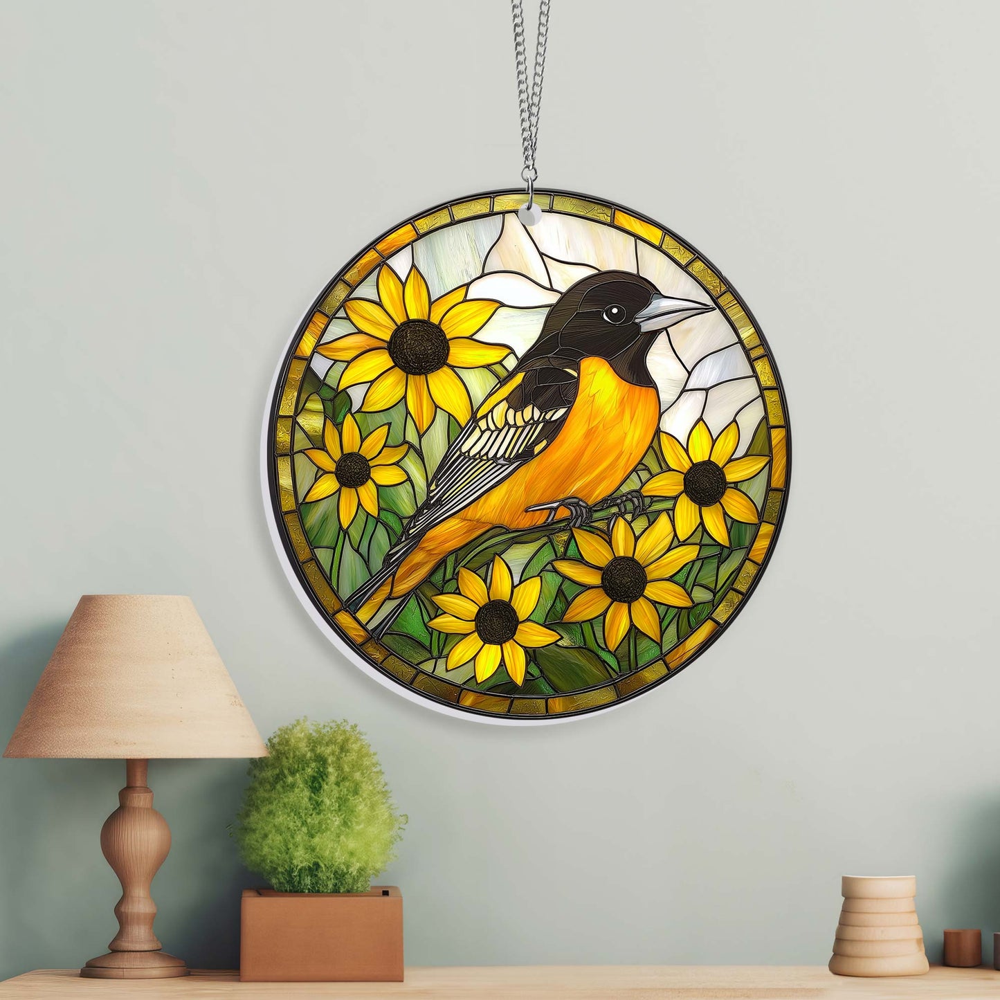 Baltimore Oriole And Black-eyed Susan Acrylic Suncatcher Window Hanging VTM1221TDH