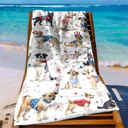 Patriotic Dogs American Beach Towel VTM1354TNB