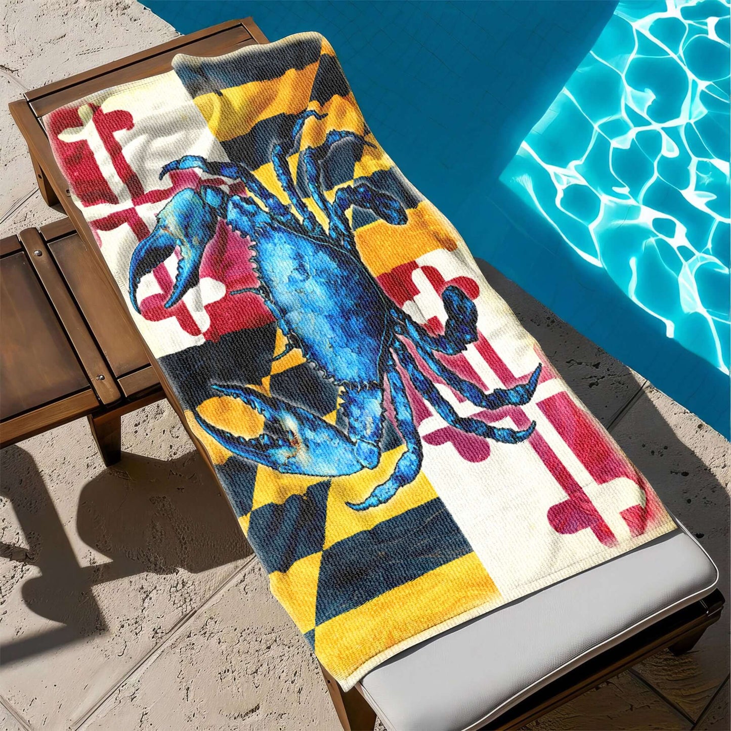 Maryland Blue Crab Coastal Summer Vibes Beach Towel TQN5280HVN