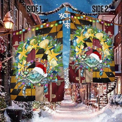 Blue Crab Maryland Christmas Flag TPT480F