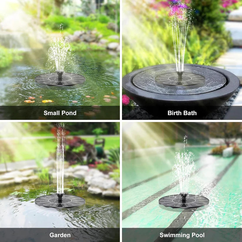 Solar Powered Bird Bath Fountain with 6 Nozzles for Bird Bath, Garden, Pond, Pool