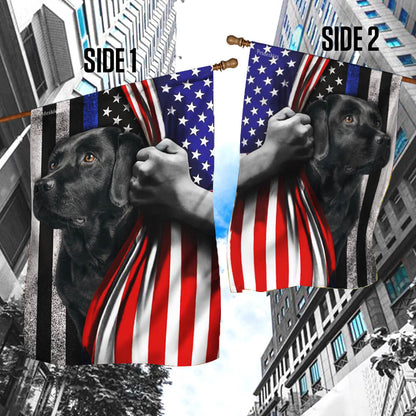 Black Labrador. The Thin Blue Line America US Flag