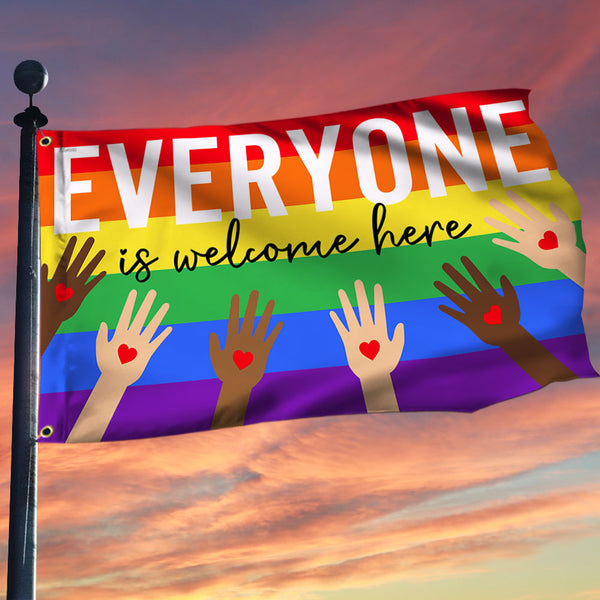 Everyone Is Welcome Here Idaho Teacher Grommet Flag VTM1241DNV