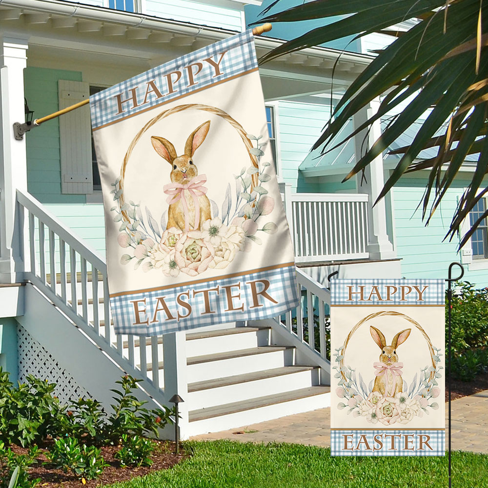Bunny Easter Flag Floral Bunny Wreath TQN1060F