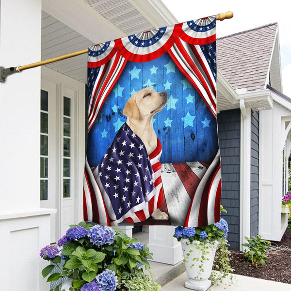 Flagwix American Flag - Happy 4th Of july. Patriotic Dog Yellow Labrador Retriever American Flag Wrapped in Glory TPT898Fv3