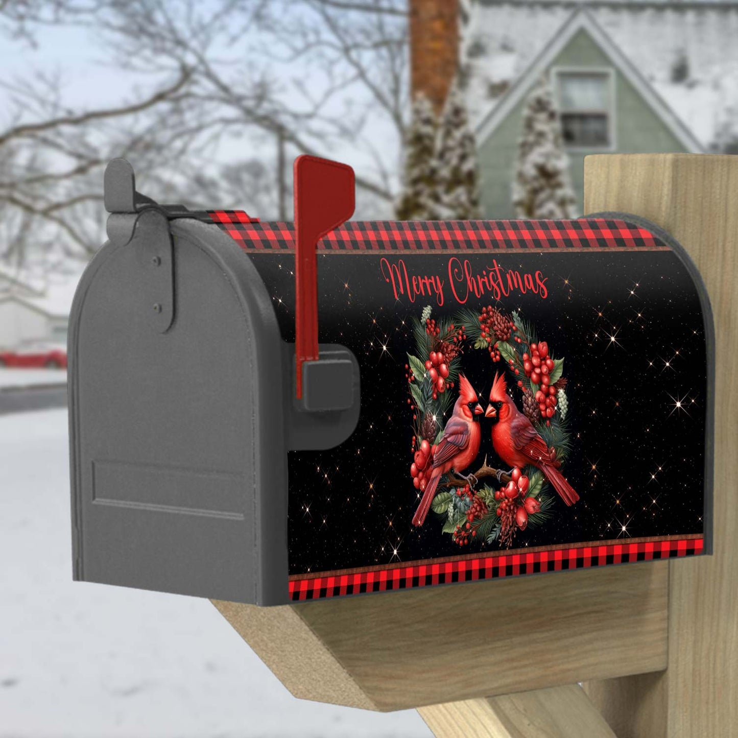 Cardinal Merry Christmas Garden Flag &amp; Mailbox Cover TQN1811MF