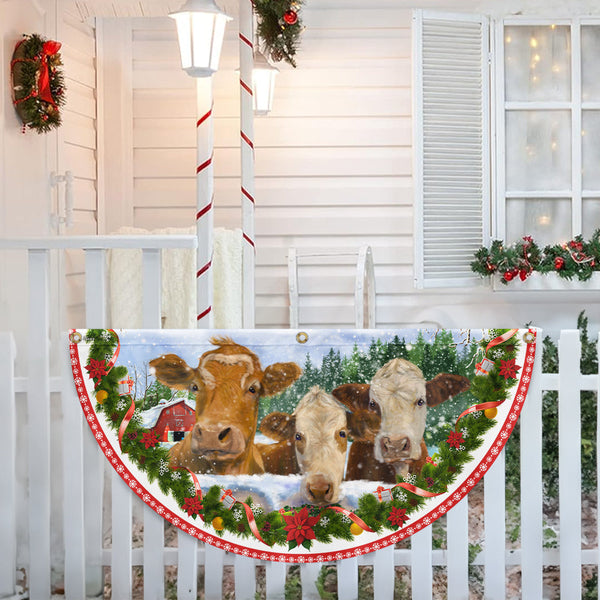 Cow Cattle Christmas Farm Non-Pleated Fan Flag TQN3760FL