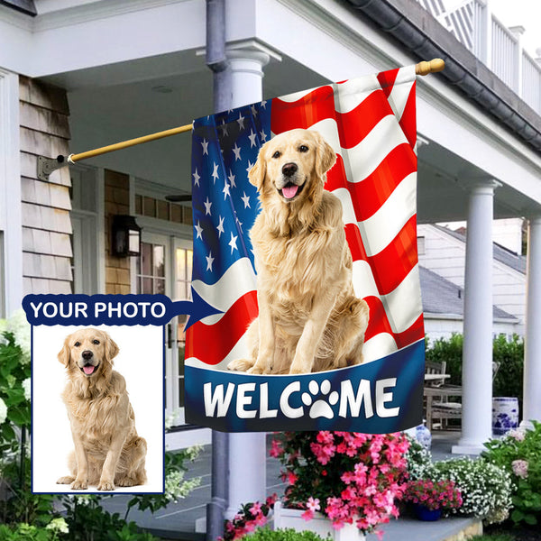 Flagwix American Flag - Personalized Dog Custom Photo Dog Welcome 4th Of july American Flag TQN5481TTH