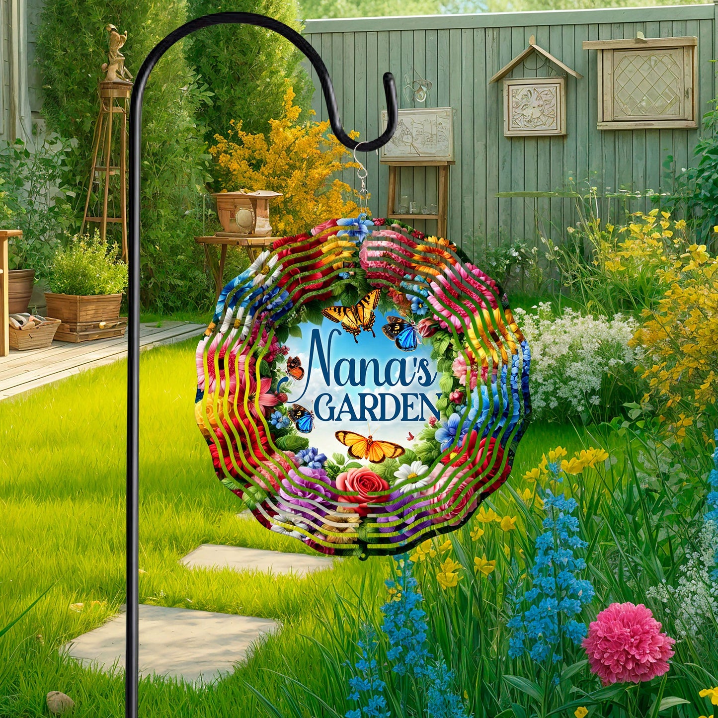Nana's Garden Butterfly Flowers Wind Spinner MLN5034PMN