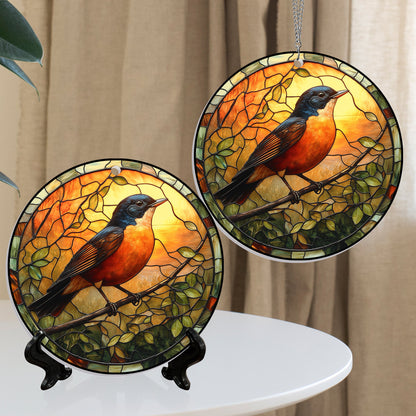American Robin Bird Acrylic Suncatcher Window Hanging VTM1227NGT