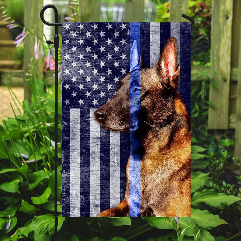 Belgian Malinois. The Thin Blue Line Flag