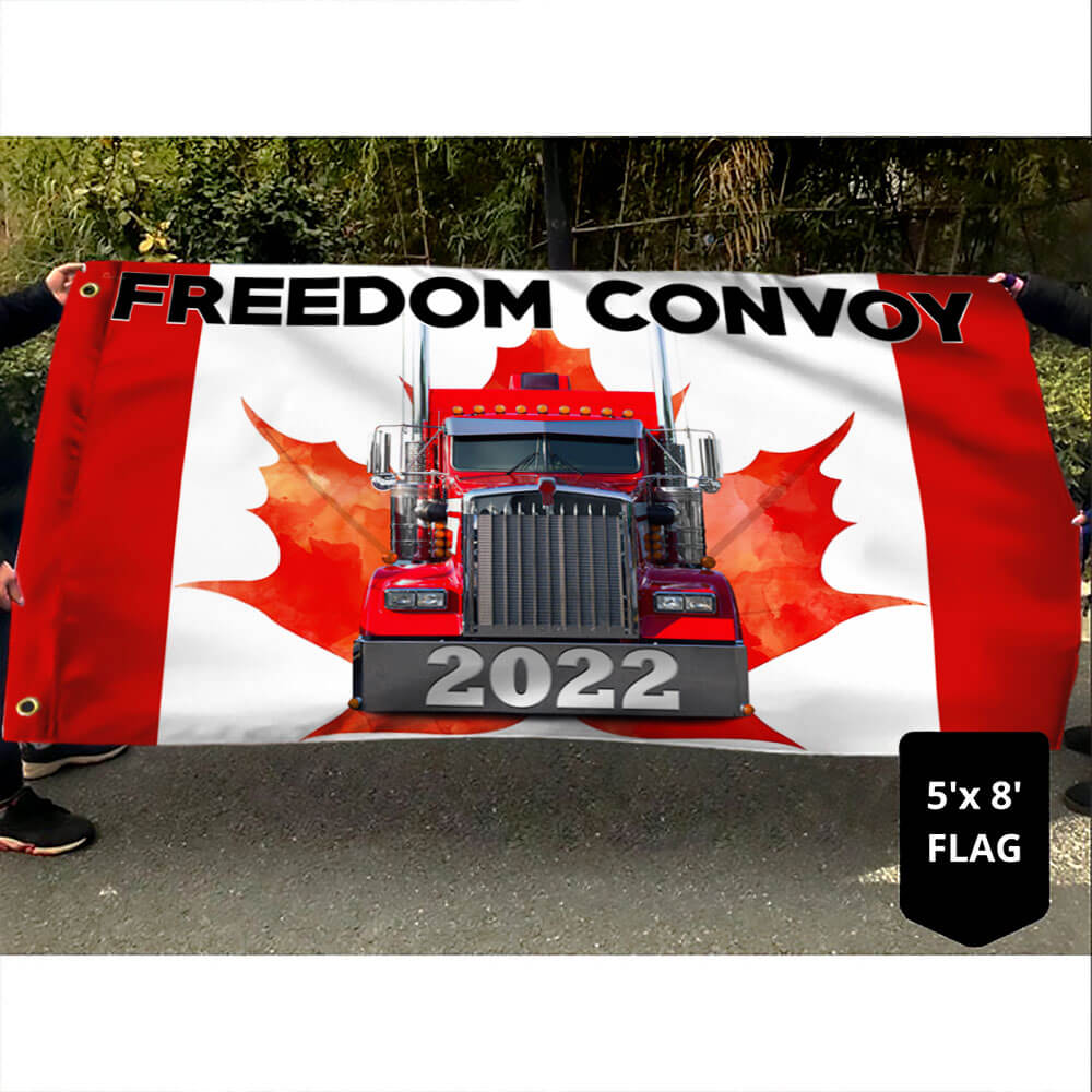 Canadian Freedom Convoy 2022 Flag, Truckers For Freedom, Mandate Freedom, Canadian Trucker Grommet Flag THB3752GF