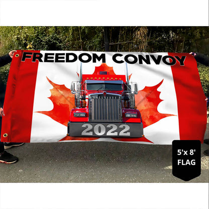 Canadian Freedom Convoy 2022 Flag, Truckers For Freedom, Mandate Freedom, Canadian Trucker Grommet Flag THB3752GF
