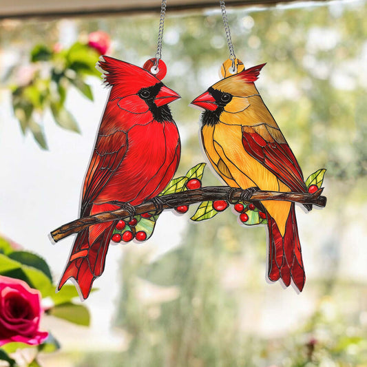 Cardinals Suncatcher Gift - Acrylic Hanging Decor for Nature Lovers & Elegant Home Accents TPT2367HVN