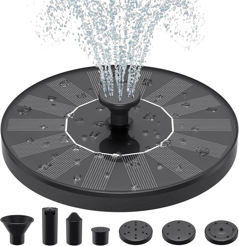Solar Powered Bird Bath Fountain with 6 Nozzles for Bird Bath, Garden, Pond, Pool