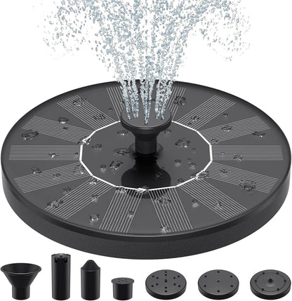Solar Powered Bird Bath Fountain with 6 Nozzles for Bird Bath, Garden, Pond, Pool