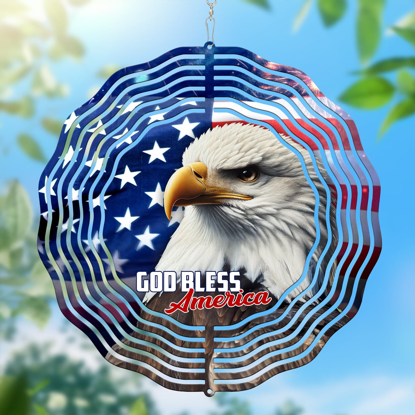 Personalized Patriot Eagle God Bless America Wind Spinner MLN5190PMN