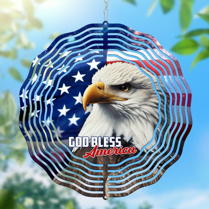 Personalized Patriot Eagle God Bless America Wind Spinner MLN5190PMN