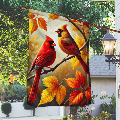 Cardinal Fall Autumn Leaves Flag MLN3458F