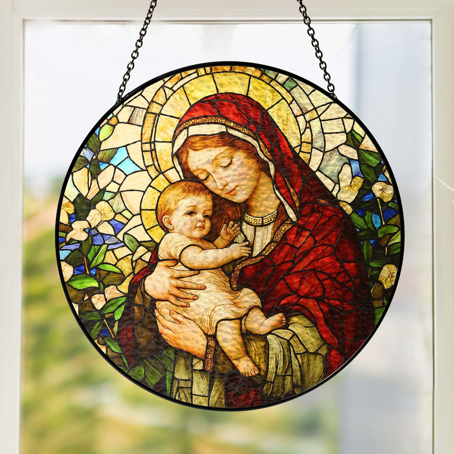 Blessed Virgin Mary Catholic  Religious Stained Glass Suncatcher TQN5189HVN