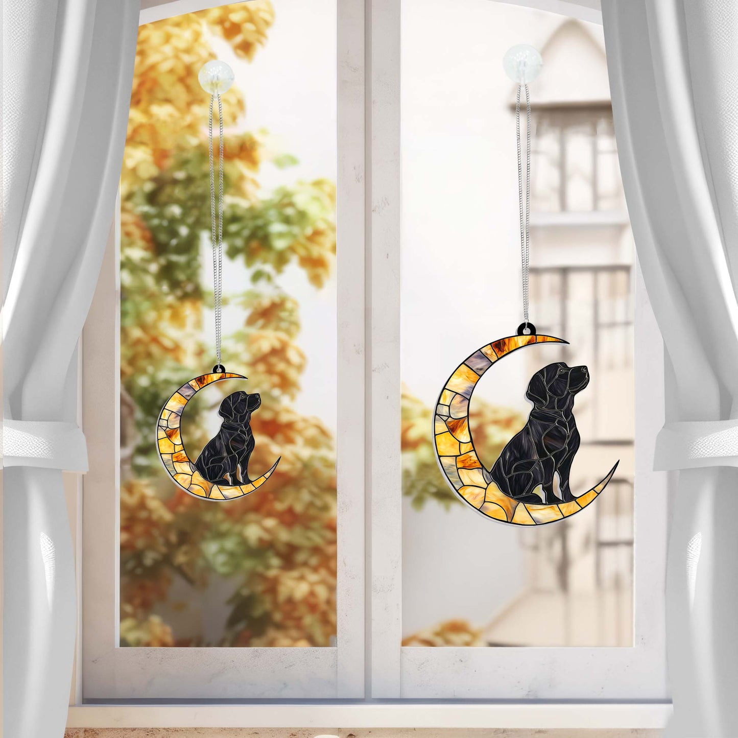 Labrador Retriever Dog On The Moon Acrylic Suncatcher Hanging Sign TQN4877LTH