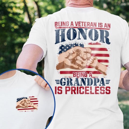Being A Veteran Is An Honor Being A Grandpa Is Priceless T-Shirt TQN3135TS