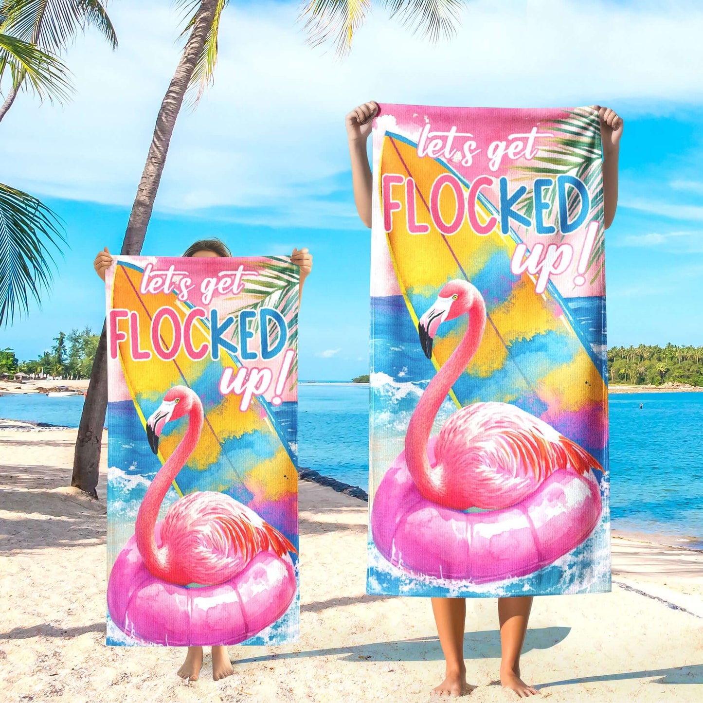 Pink Flamingo Summer Vibes Beach Towel VTM1337NGT