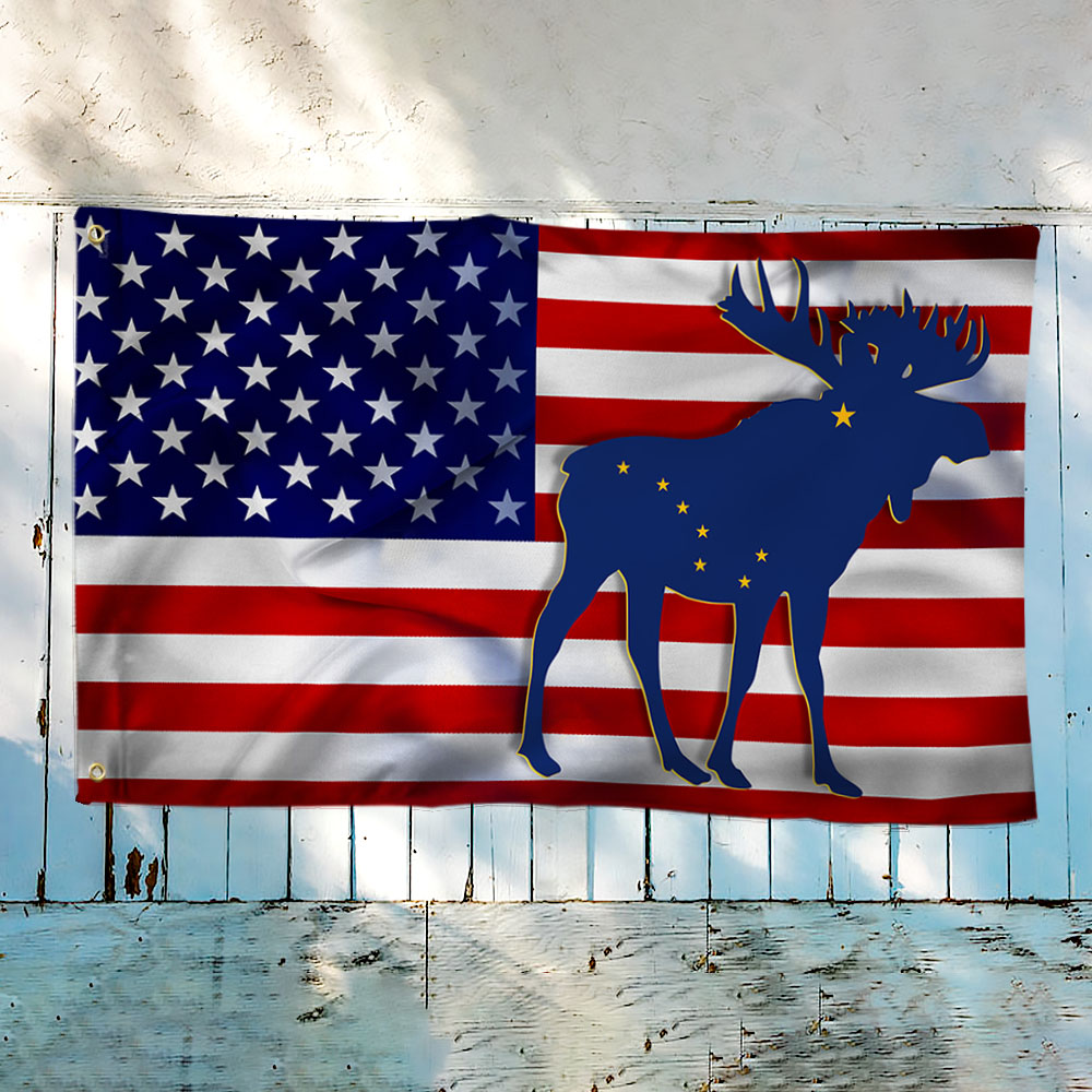 Alaska State Moose Grommet Flag MLN703GF
