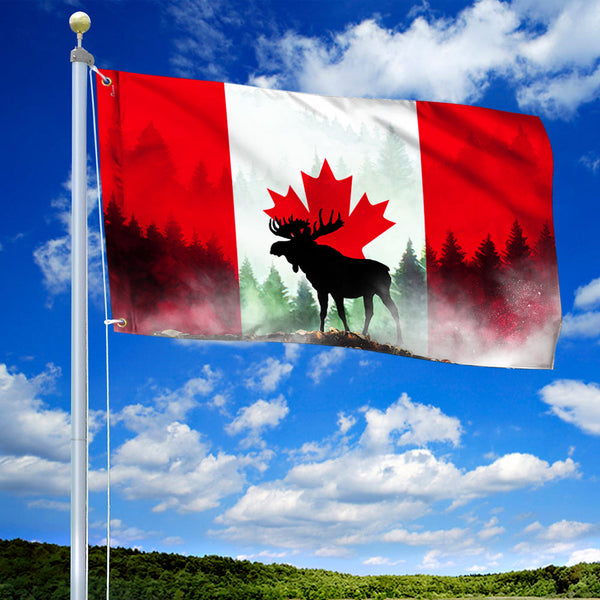 Canada Flag Moose Heaven Canada's Birth's Day Grommet Flag LNT168GF