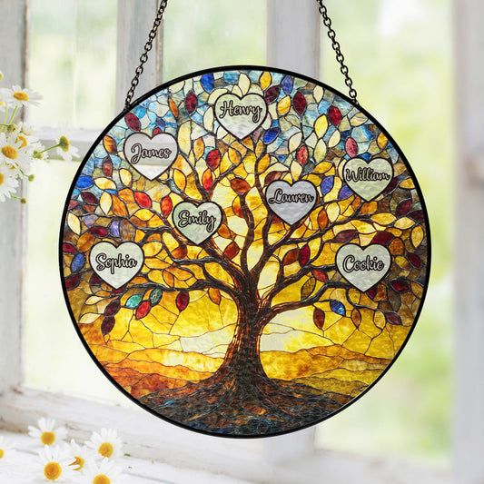Tree of Life Custom Names Stained Glass Suncatcher MLN5340NGT