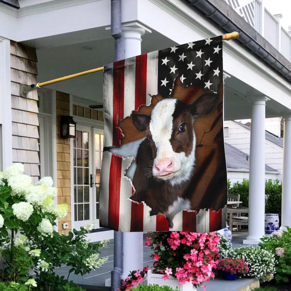 Cow Cattle Farm American Flag